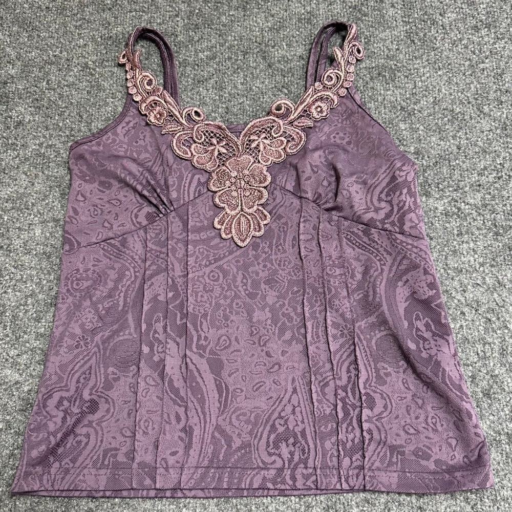 Unbranded Cami Womens Size S Purple Paisley Lace Trim Sleeveless Boho Tank Top